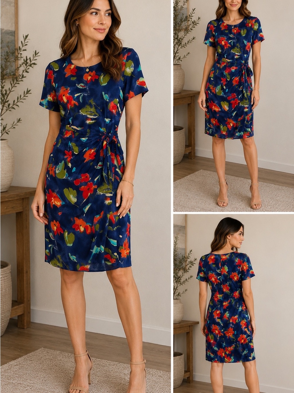 K.C. Spencer New York Floral Wrap Dress Vintage 100% Rayon MIDI Dress Retro